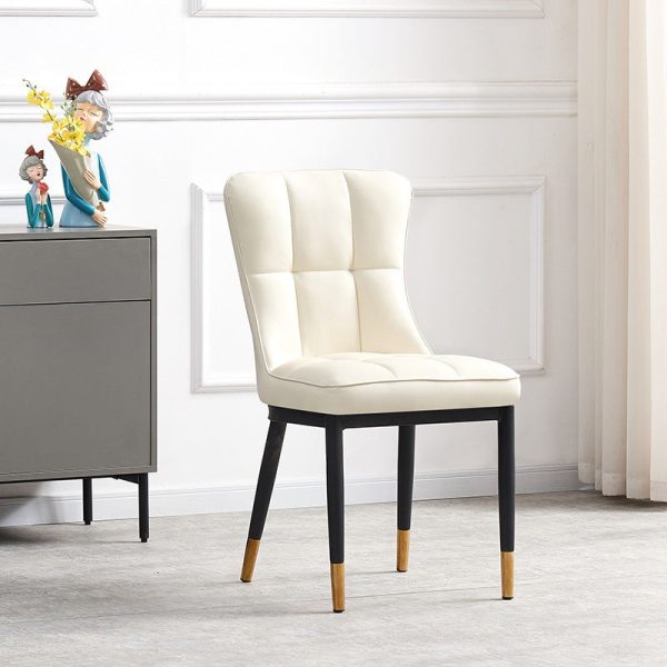 Contemporary Nordic Square Lattice Upholstered Leather Carbon Steel Dining Chair Backrest For Dining Room - Image 17