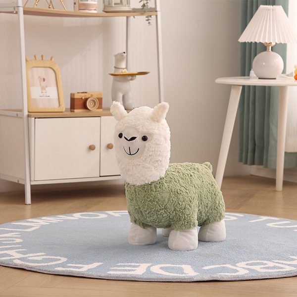 Contemporary Creative Alpaca Design Velvet Footstool Backrest For Living Room - Image 3