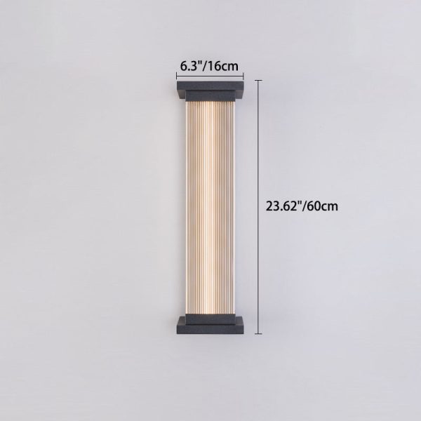 Modern Minimalist Waterproof Striped Rectangle Stainless Steel Acrylic Wall Sconce Lamp For Outdoor Patio - Image 5