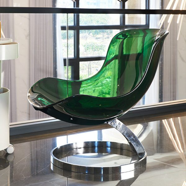 Contemporary Scandinavian Wraparound Large Curved PC Plastic Metal Lambswool Accent Chair Backrest For Living Room - Image 14