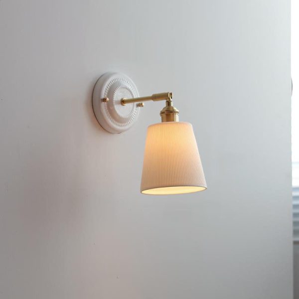 Vintage Japanese Ceramic Brass 1-Light Wall Sconce Lamp - Image 7