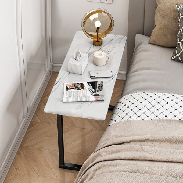 Contemporary Scandinavian Rectangular Tabletop Stainless Steel Plate Side Table 4-Leg For Living Room - Image 3
