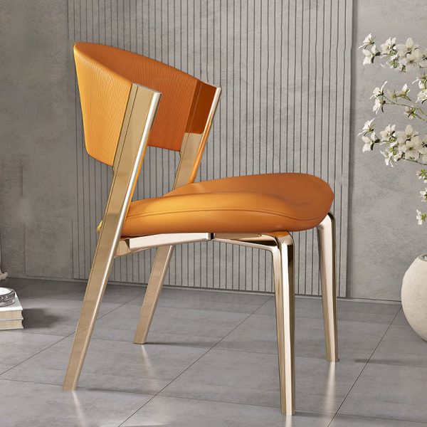 Modern Luxury Square Leather Stainless Steel Foam Dining Chair Four Legs Backrest For Dining Room - Image 13