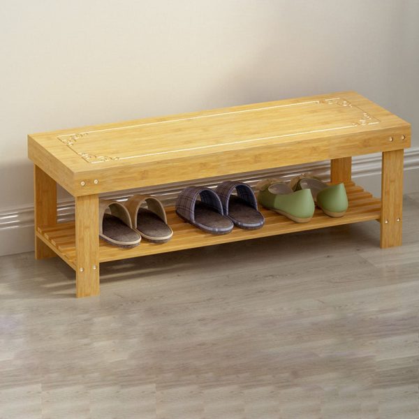 Traditional Chinese Rectangle Heather Bamboo Shoe Storage 1-Shelf For Entryways - Image 12