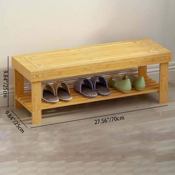 Traditional Chinese Rectangle Heather Bamboo Shoe Storage 1-Shelf For Entryways - Image 6