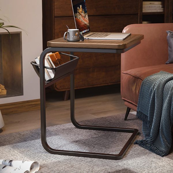 Modern Minimalist Rectangular C-Shape Plank Stainless Steel End Table For Living Room - Image 8