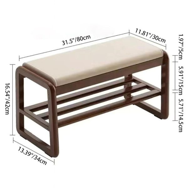 Contemporary Scandinavian Rectangle Tech Cloth Solid Wood Shoe Storage 1-Shelf For Entryways - Image 5