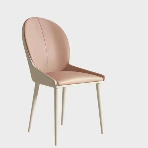 Contemporary Nordic Curved Microfiber Leather Upholstered Dining Chair Backrest For Dining Room - Image 12