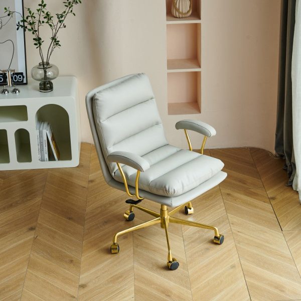 Modern Minimalist Square Upholstered Striped Carbon Steel Desk Chair Backrest Armrest For Home Office - Image 3
