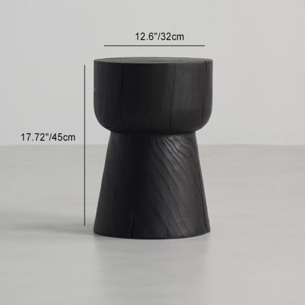 Traditional Japanese Wabi-sabi Wood Geometric Design End Table For Living Room - Image 29