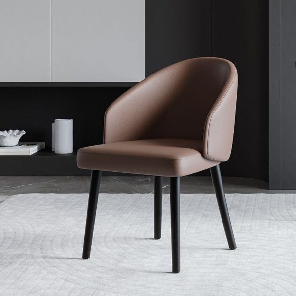 Contemporary Nordic Trapezoid Cushion Saddle Leather Ash Wood Dining Chair Backrest For Dining Room - Image 3