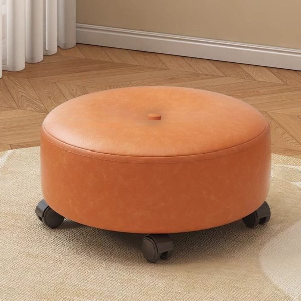 Modern Minimalist Removable Round Microfiber Leather Solid Wood Chair Backless Armless For Living Room - Image 10