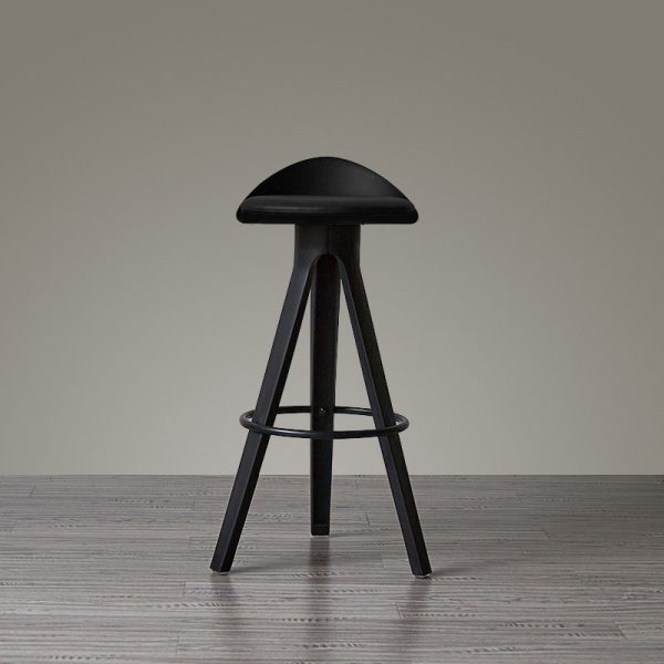 Modern Minimalist Round Plastic Wooden Bar Stool Three Legs High For Dining Room - Image 7