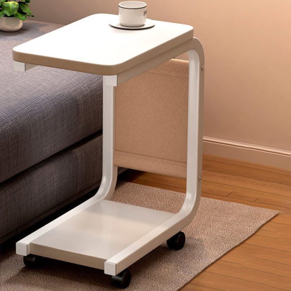 Modern Minimalist Square Tabletop Density Board Metal Side Table 1-Storage For Living Room - Image 13