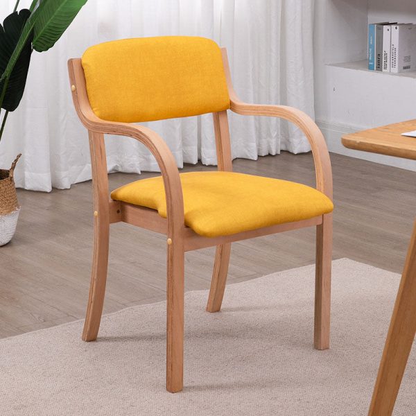 Modern Simplicity Fabric Wood Sponge Square Curved Dining Chair Backrest Armrest For Dining Room - Image 4
