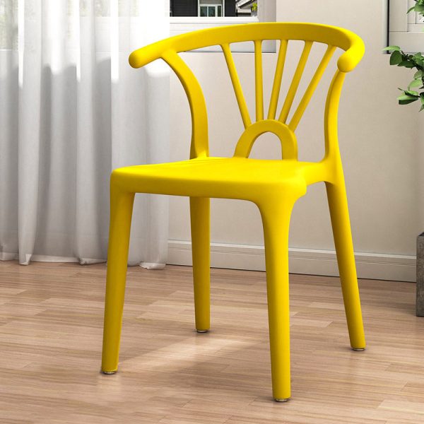 Contemporary Scandinavian Arc Plastic Stackable Dining Chair Backrest For Dining Room - Image 3