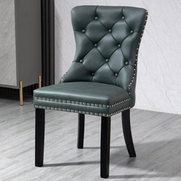 Traditional European Fabric Upholstered Square Dining Chair Tufted Backrest For Dining Room - Image 3