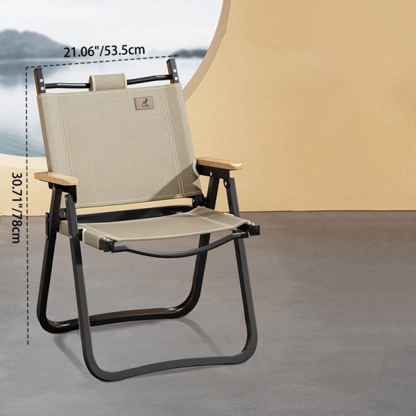 Contemporary Scandinavian Square Frame Alloy Wood Oxford Cloth Patio Dining Chair Foldable Backrest For Outdoor - Image 5