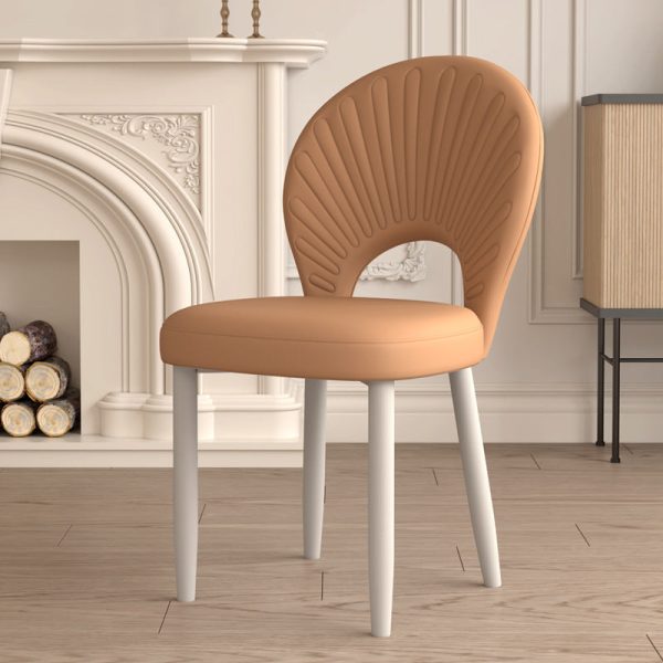 Modern Minimalist Curved Half Round Square PU Leather Iron Dining Chair Backrest Armless For Dining Room - Image 16