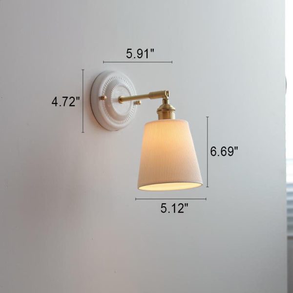 Vintage Japanese Ceramic Brass 1-Light Wall Sconce Lamp - Image 19