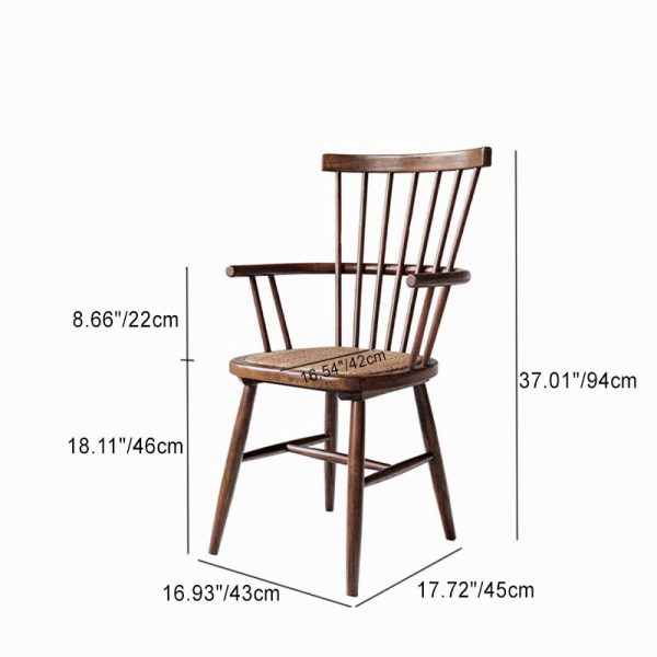 Traditional Vintage Scallop Shape Solid Wood Frame Dining Chair Slat Back Footrest For Dining Room - Image 6