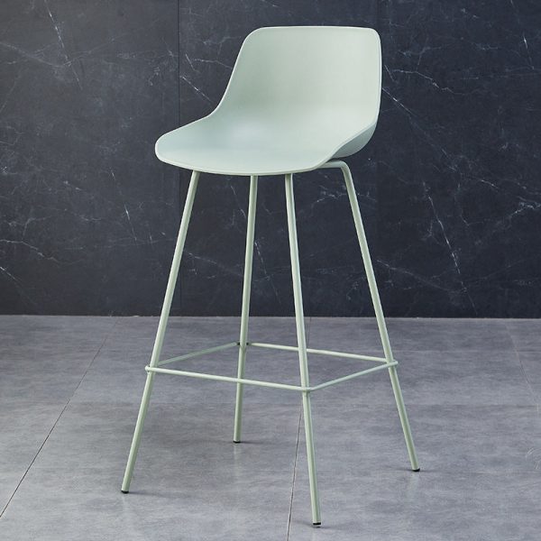 Contemporary Simplicity Curved Plastic Solid Color Bar Stool Backrest Footrest For Dining Room - Image 3