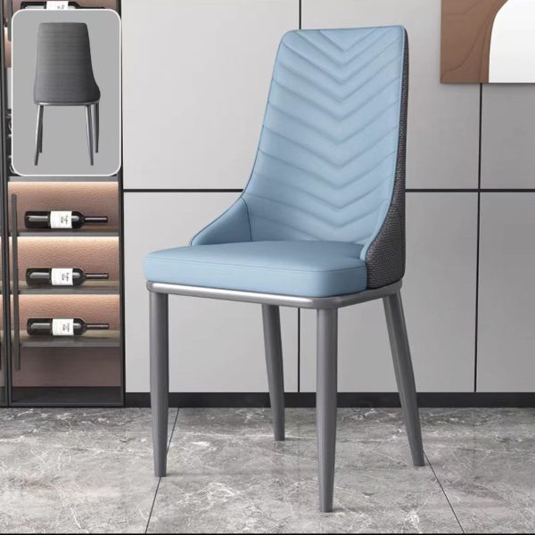 Modern Minimalist Square Four Legs Metal Leather Dining Chair Backrest Armless For Dining Room - Image 12