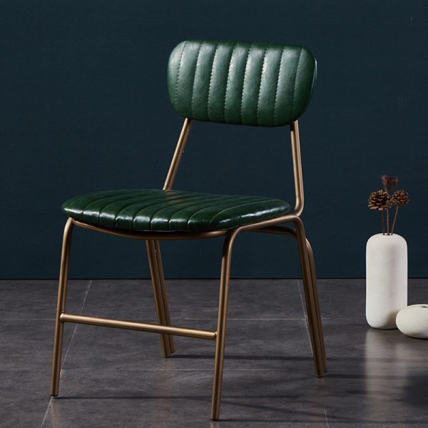 Contemporary Luxury Square PU Leather Upholstered Metal Frame Dining Chair Backrest Armless For Dining Room - Image 9