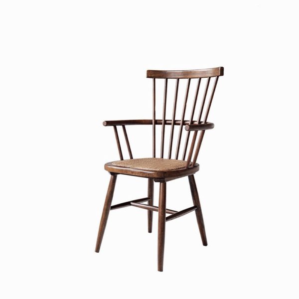 Traditional Vintage Scallop Shape Solid Wood Frame Dining Chair Slat Back Footrest For Dining Room - Image 23