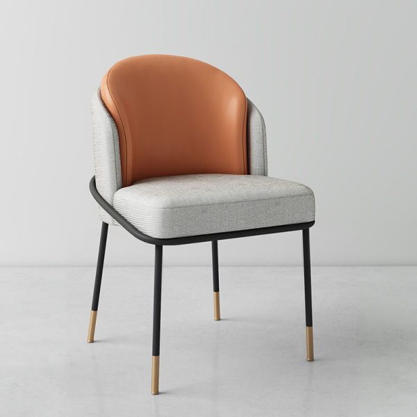 Modern Luxury Square Upholstered Curved Backrest Leather Fabric Iron Dining Chair For Dining Room - Image 13
