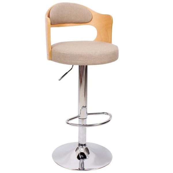 Contemporary Simplicity Round Faux Leather Upholstered Adjustable Height Swivel Bar Stool Low Back Footrest For Dining Room - Image 17