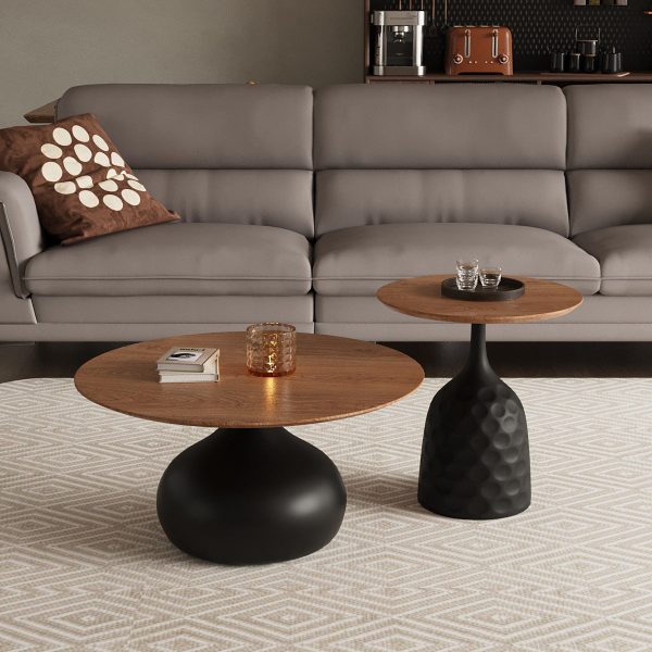 Traditional Vintage Round Orb Solid Wood Carbon Steel End Table 1-Tier For Living Room - Image 9