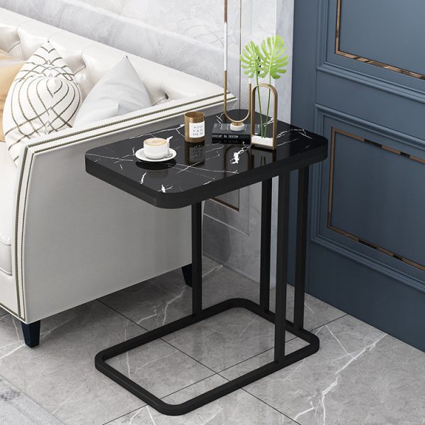 Modern Minimalist Square Metal Artificial Panel End Table For Living Room - Image 4