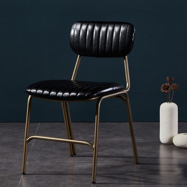 Contemporary Luxury Square PU Leather Upholstered Metal Frame Dining Chair Backrest Armless For Dining Room - Image 10
