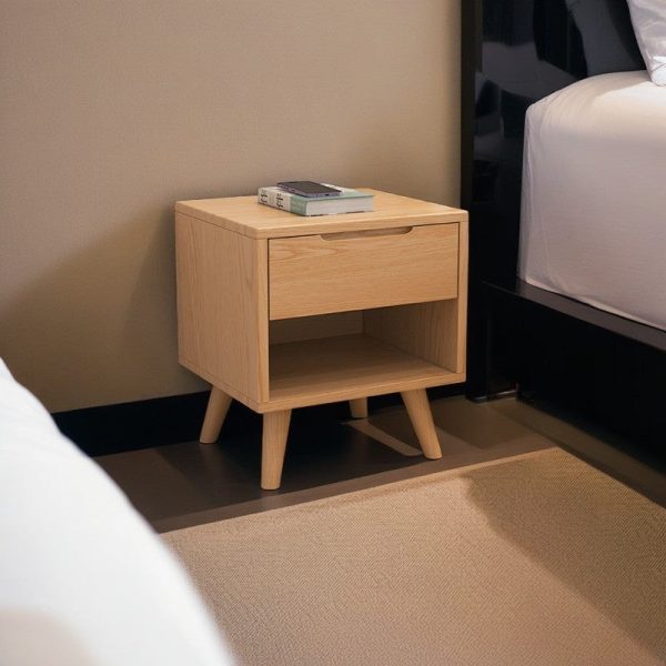 Modern Simplicity Square Cubic Rectangular Rubber Wood Nightstand 1/2 Drawer For Bedside - Image 23