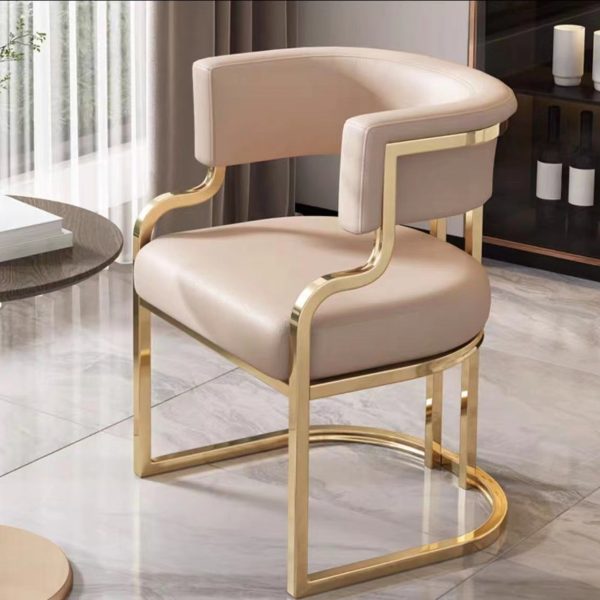 Traditional Luxury U-Shape Metal Leather Dining Chair Backrest Armrest for Dining Room - Image 10