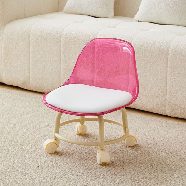 Contemporary Creative Round Acrylic Double-Pedestal Caster Swivel Footstool Backrest For Living Room - Image 8