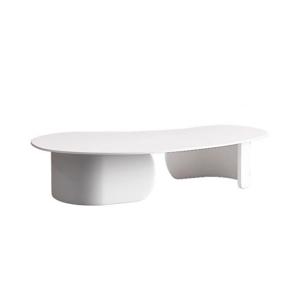 Modern Minimalist Cashew Bend Rock Slab Stainless Steel End Table 1-Tier For Living Room - Image 14