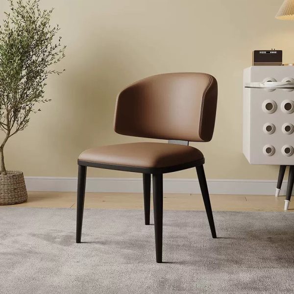 Modern Luxury Square Leather Iron Chair Backrest Armless For Living Room - Image 8