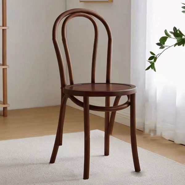 Traditional Vintage Curved Frame Solid Wood Wicker Dining Chair Backrest For Dining Room - Image 19