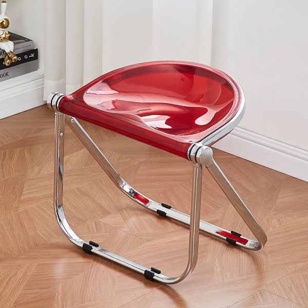 Contemporary Creative Oval Plastic Iron Chair Backless Armless For Living Room - Image 10