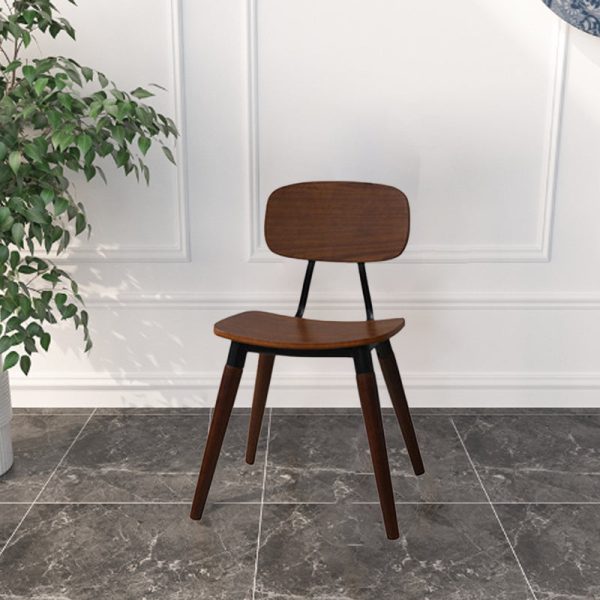 Contemporary Scandinavian Square Wood Iron Chair Backrest Armless For Living Room - Image 14