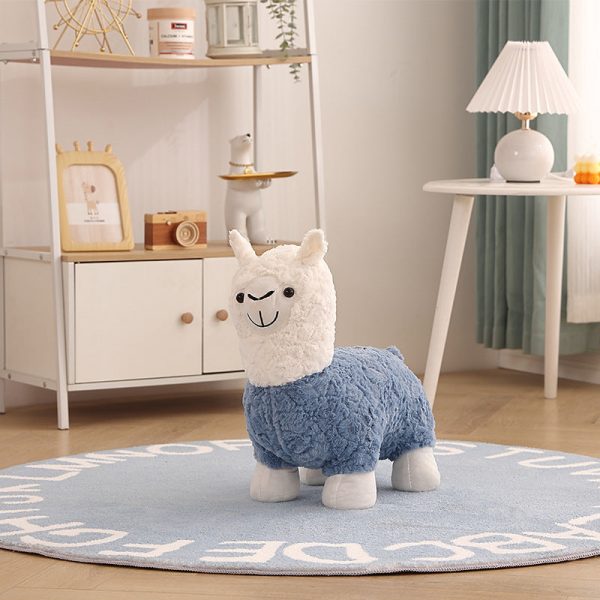 Contemporary Creative Alpaca Design Velvet Footstool Backrest For Living Room - Image 4