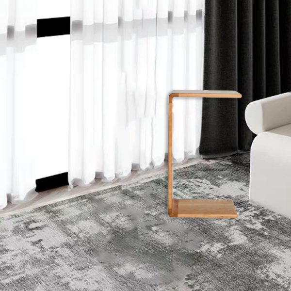 Contemporary Nordic Rectangular Square C Shape Wood Walnut End Table Embedded For Living Room - Image 13