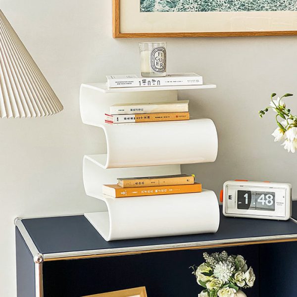 Contemporary Creative S-Shaped Acrylic Multifunctional Storage End Table 4-Tier For Living Room - Image 9