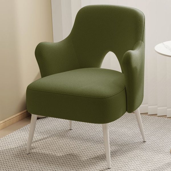 Modern Minimalist Curved Back Solid Wood Sponge Metal Accent Chair Backrest Armrest For Living Room - Image 12