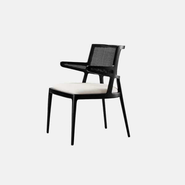 Traditional Chinese Square Wood Weaving Leather Dining Chair Four Legs Backrest Armrest For Dining Room - Image 14