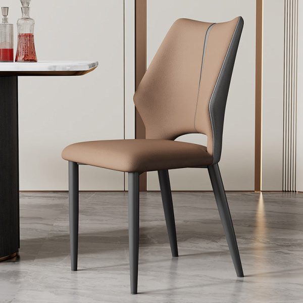Contemporary Luxury Square Microfiber Leather Carbon Steel Dining Chair Backrest For Dining Room - Image 4