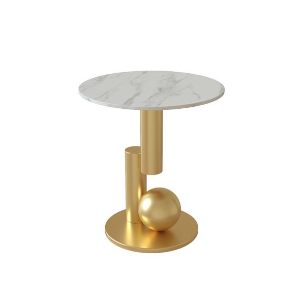 Contemporary Luxury Circular Rock Slabs Geometric Base End Table For Living Room - Image 16