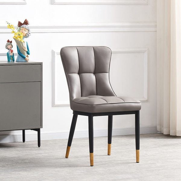 Contemporary Nordic Square Lattice Upholstered Leather Carbon Steel Dining Chair Backrest For Dining Room - Image 18